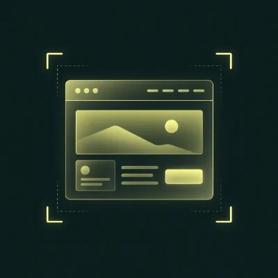 Website design icon featuring a simplified webpage layout with an image and text sections.